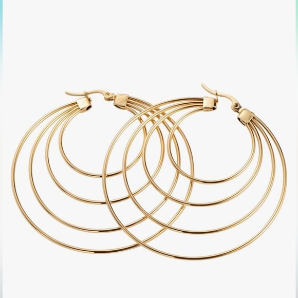 Gold statement hoops great for everyday wear sensitive ears safe - Picture 1 of 4